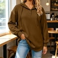 thumbnail image 6 of MLCDZ Hoodies for Women Button Drawstring Long Sleeve Hooded Casual Sweatshirt Fall Loose Fit Lightweight Outdoor Activities Sports Tops, 6 of 7