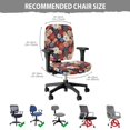 thumbnail image 6 of SCRAWLGOD Bohemian Flowers Red Blue Anti-Dust Chair Covers for Office Desk Chairs Easy to Remove Stretchable Desk Rotating Chair Slipcovers Comfy Chair Protector, Set of 2, 6 of 7