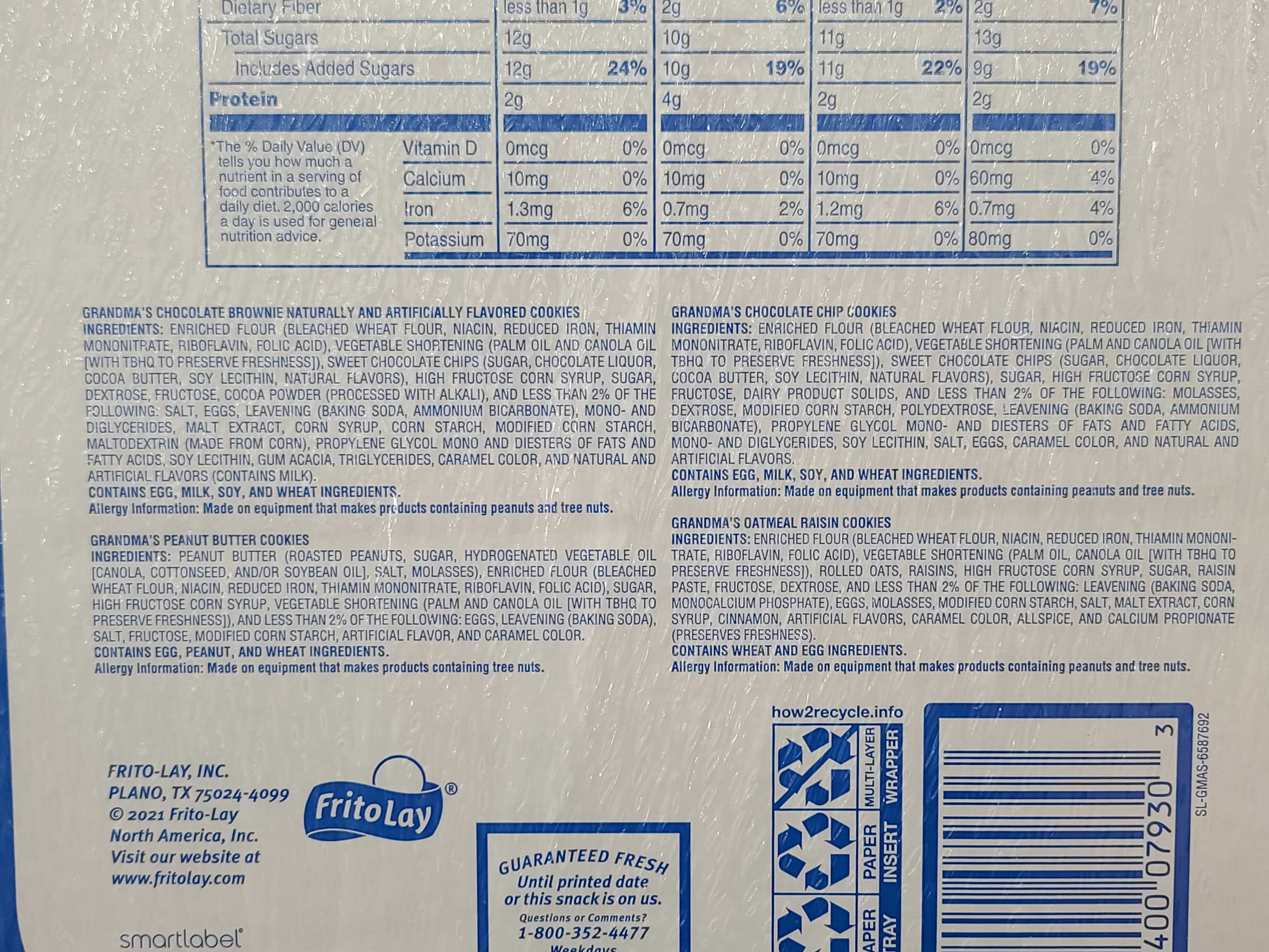 Frito Lay Grandmas  Cookie Variety Mix, 33 ea