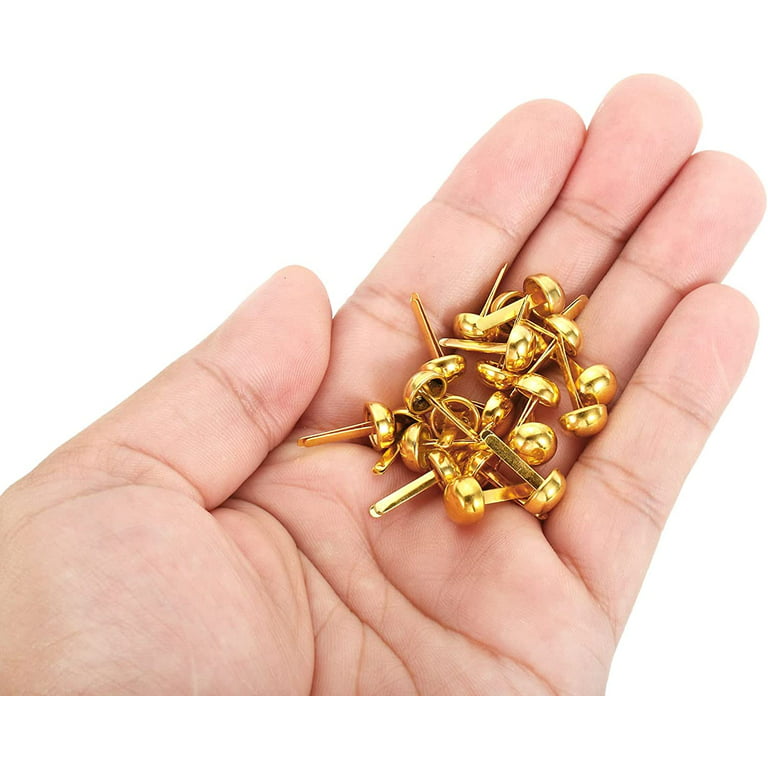 8x16mm Mini Brads Paper Fasteners, 100 Pack Round Brads Fastener for DIY  Crafting Projects Scrapbooking, Gold Tone 