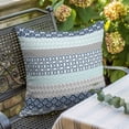 thumbnail image 5 of Vintage Throw Pillow Cover Medieval Bohemian Blue Geometric Stripe Cotton Linen Cushion Cover Throw Pillow Case with Invisible Zipper for Couch Sofa Bed Chair Car 24x24 Inch, 5 of 9