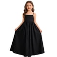thumbnail image 2 of LYHaoo Kids Girl's Backless Casual Spaghetti Strap Beach Maxi Dress Loose Flowy Sun Dress For Teen，Princess Dresses for Girls Sizes 8-9 Years Black, 2 of 7
