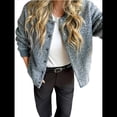 thumbnail image 2 of Chaqueta Corta de Piel Sintética para Mujer, Otoño-Invierno, con Cremallera y Bolsillos. Abrigos con Bolsillo. Gris M, 2 of 8