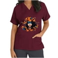 thumbnail image 3 of lcziwo Mardi Gras Scrub Tops for Women 2025 Nursing Uniforms Scrubs with Side Pockets Summer Casual Short Sleeve V Neck Tshirts Wine XL Sales Today Clearance, 3 of 6