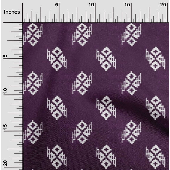 oneOone Organic Cotton Poplin Twill Fabric Geometric Kasuri Print Fabric By Yard 42 Inch Wide