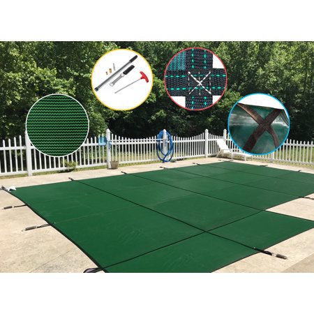 WaterWarden in-Ground Pool Safety Cover Fits 18’ x 36’  Left Step  Center Drain Panel