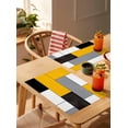 thumbnail image 3 of Yellow Gray Color Block Patchwork Placemats Set of 4,Wipeable Washable Table Mats for Dining Tables,Geometric Minimalist Art Place Mats for Kitchen Event Party Tabletop Decor, 3 of 7