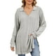 thumbnail image 3 of Sudadera con capucha gris,Camisa informal de manga larga con cuello vuelto para mujer, de invierno, lisa, de tejido elástico suave, corte regular para uso diario, sopatenor, 3 of 7