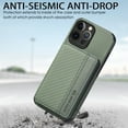 thumbnail image 3 of SaniMore for iPhone 14 Pro Max (6.1" 2022) Case, PU Leather Carbon Fibre Pattern, Flip Wallet Card Slots RFID Blocking Magnetic Car Mount Shockproof Anti-fall Protective Shell, Green, 3 of 8