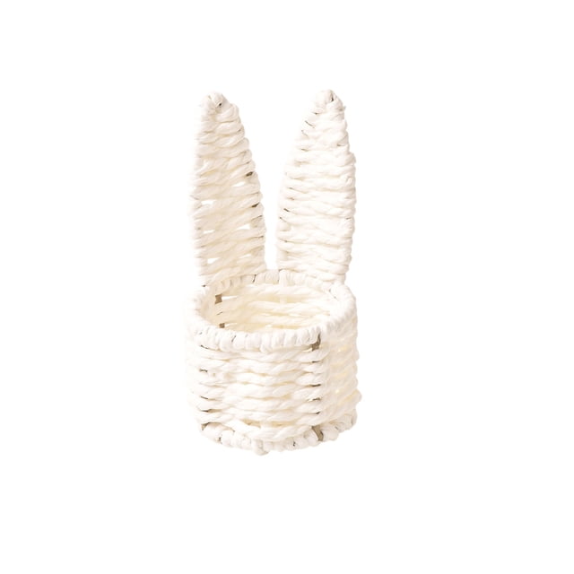 Mlkoz Easter Basket, Hand Woven Rabbits Ears Mini Storage Basket Easter Egg Basket Desktop Multicolor Creatives Small Storage Basket, Mom Gifts