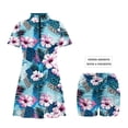 thumbnail image 6 of Uorisanigo Hawaii Hibiscus Matching Couple Outfits Golf Shirts for Men Short Sleeve 1/4 Zip Up Dry Fit Collared Tops and Womens Golf Dress with Shorts Pockets Sports Dress with Pockets, 6 of 8