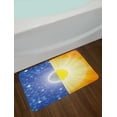 thumbnail image 2 of Space Bath Mat, Split Design with Stars in the Sky and Sun Beams Solar Balance Nature Image Print, Non-Slip Plush Mat Bathroom Kitchen Laundry Room Decor, 29.5 X 17.5 Inches, Blue Yellow, Ambesonne, 2 of 2