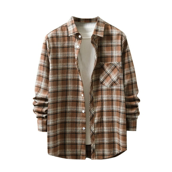 Nfhtoj Plaid Shirts for Men Men's Flannel Plaid Shirts Long Sleeve Button Down Shirts Casual Fall Shirt Jacket Lightweight Flannel Shirts
