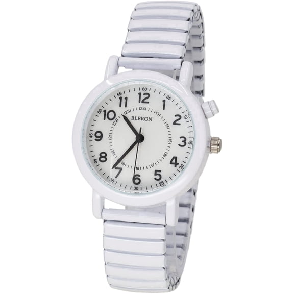 Blekon Original Light Up Dial Watch for Ladies 33mm Case Push Button Glossy Expansion Band - Analog Watch with Glow in The Dark Dial, Ideal for Everyday and Party Wear
