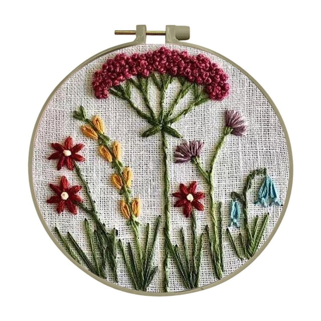 Kit de Broderie de Fleurs pour Débutant, Paquet de Matériel de Broderie à la Main pour Débutant à 0 Base Diy