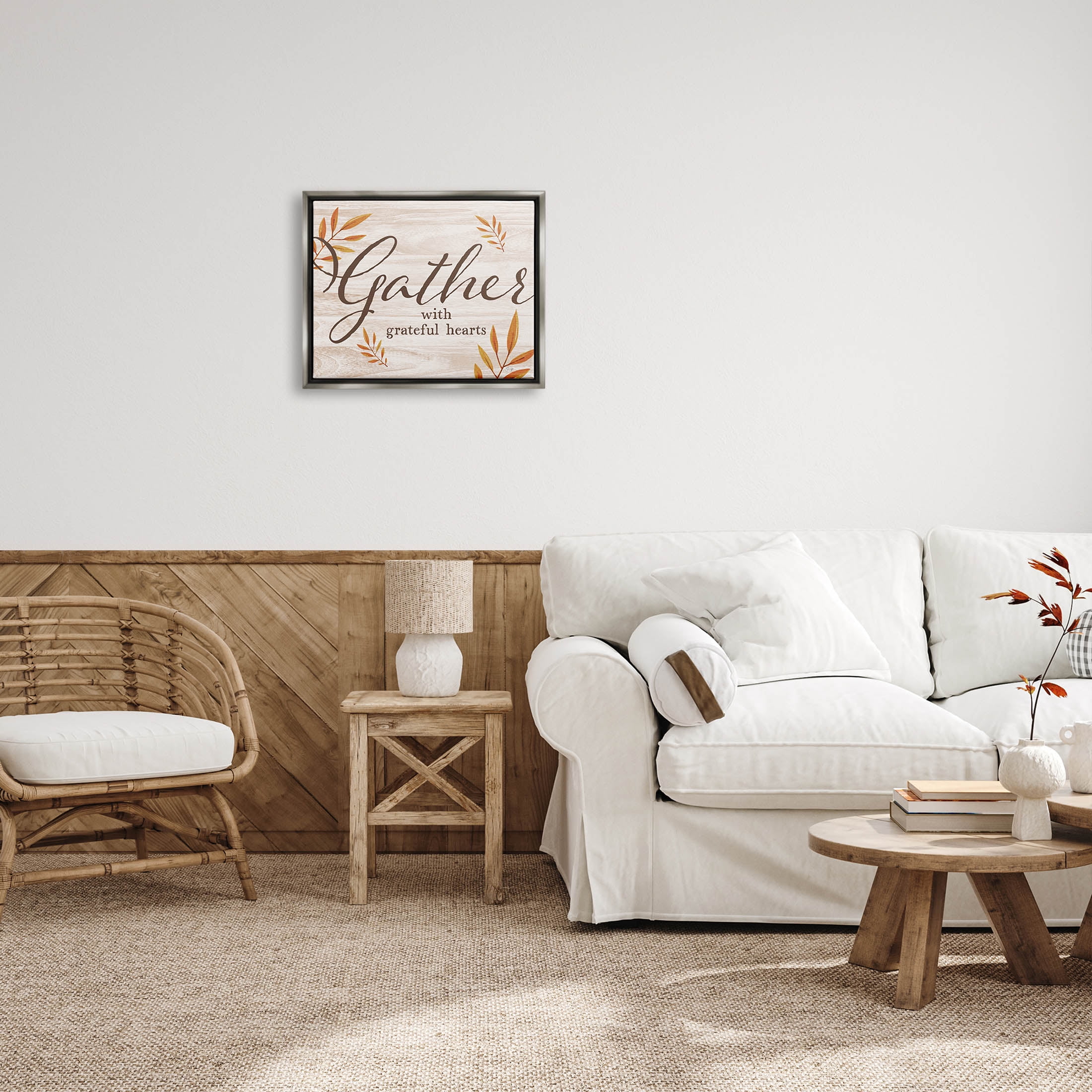 Gather With Grateful Hearts Botanicals Botanical & Floral Graphic Art Luster Gray Framed Art Print Wall Art