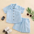 thumbnail image 5 of HAYIMI Toddler Boys Girls Short Sleeve Summer Casual Gentleman Tops Solid Color Shirts T Shirt Shorts Outfit Sets Leisure Clothes Sets, 5 of 6