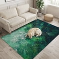 thumbnail image 2 of Area Rugs 3'x5', Green Abstract Carpet Runner Indoor Outdoor Rugs Home Decor Aesthetic, Modern Minimalist Vintage Oil Painting Non Slip Mats Washable Accent Rug for Living Room Bedroom, 2 of 8