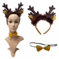 thumbnail image 3 of Diadema de reno, diadema de cuerno de ciervo marrón, diadema de ciervo con plumas, diadema para fiesta de Navidad, accesorios para el cabello para mujeres y niñas, peinado, 3 of 3