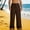 Brown, variant on Dxzfnsa Trousers for Men Summer Mens Casual Solid Color Linen Cotton Pants Loose Fit Lightweight Elastic Waist Drawstring Beach Trousers