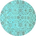 thumbnail image 1 of Ahgly Company Indoor Round Oriental Light Blue Traditional Area Rugs, 8' Round, 1 of 4