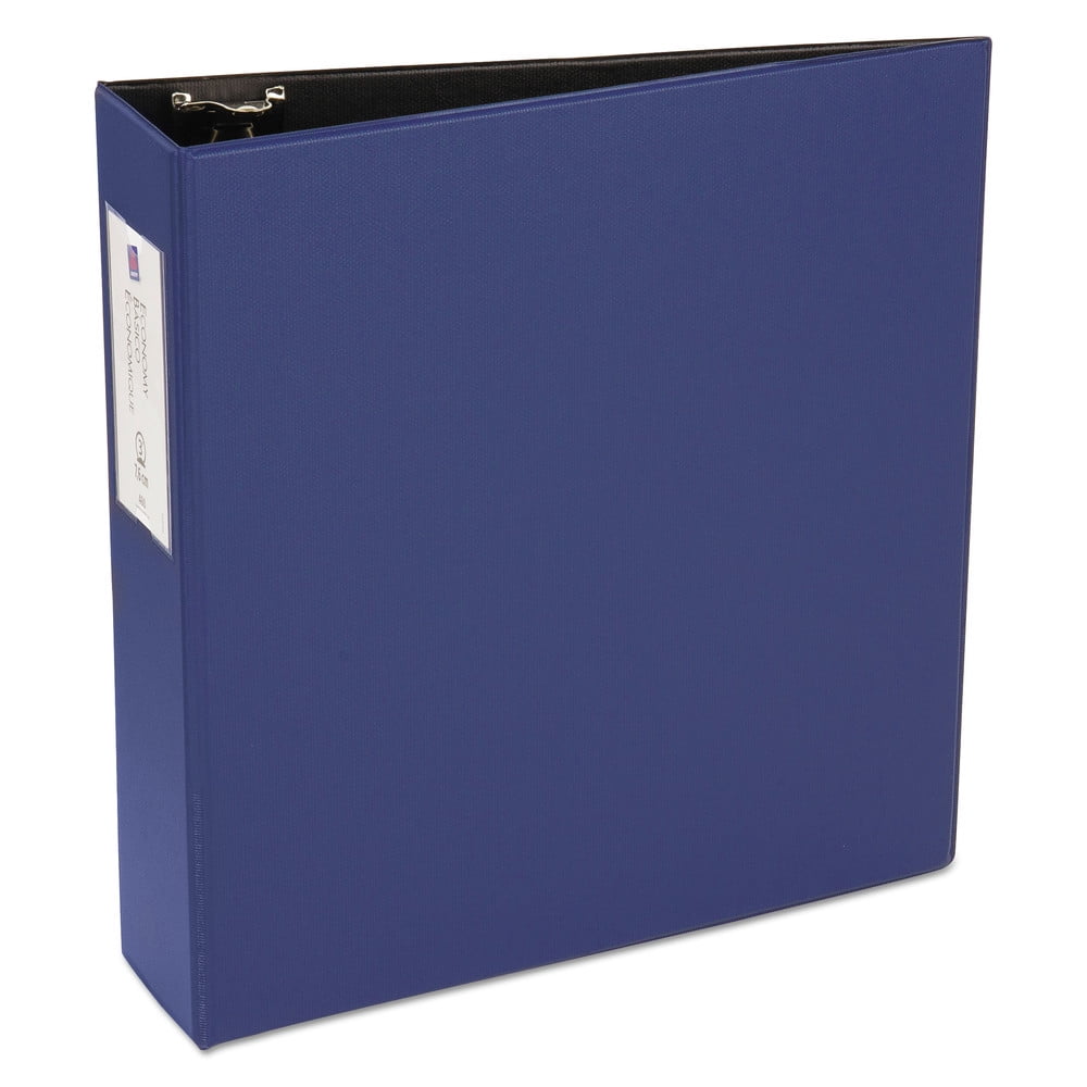 Avery 04600 Economy 3 in. Capacity 11 in. x 8.5 in. 3 Ring Non-View Binder with Round Rings - Blue