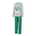 thumbnail image 3 of Spewahor Christmas Family Pajamas Matching Set Letter Elk Print Long Sleeve Tops and Plaid Pants Sleepwear, 3 of 10