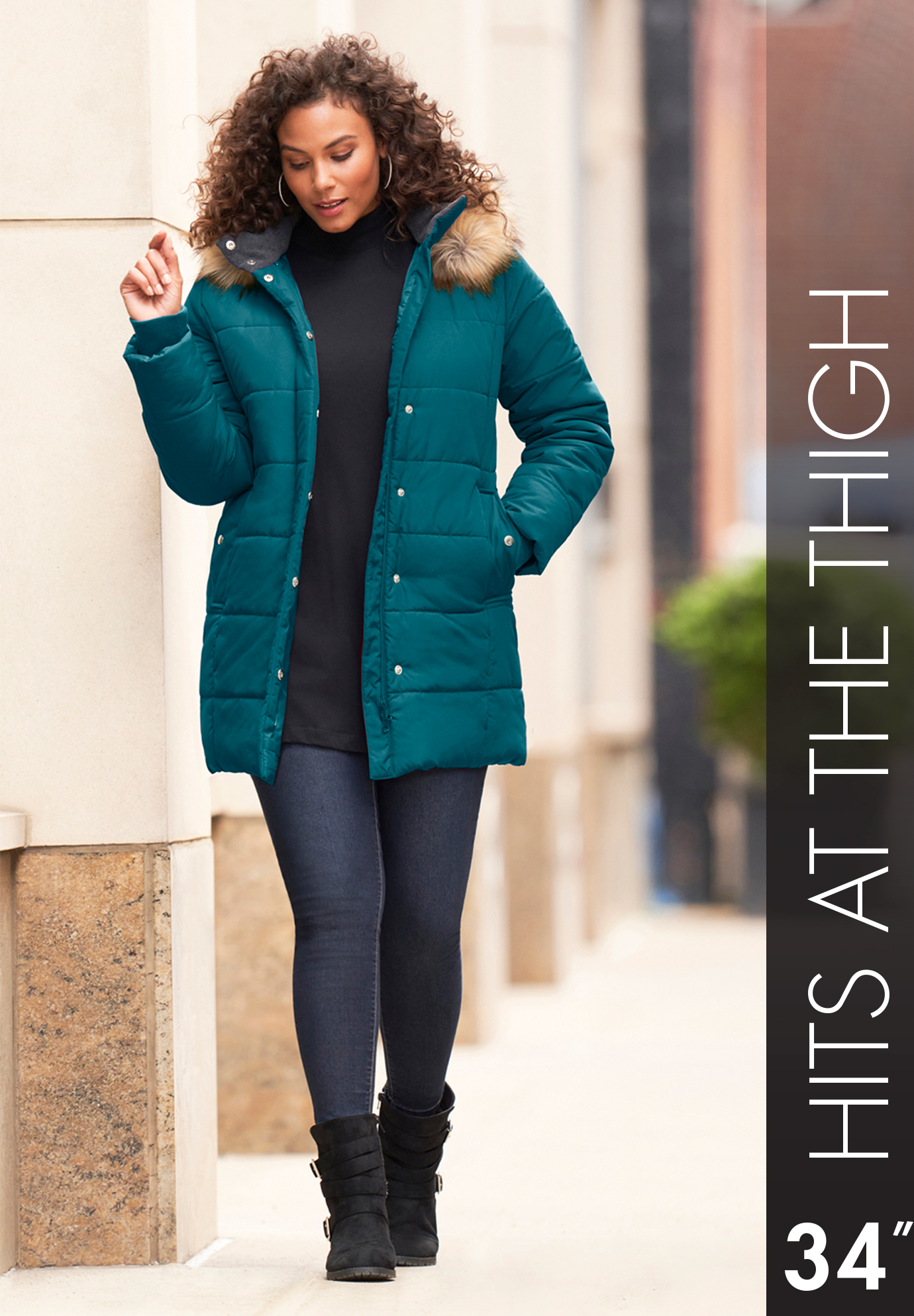 Roaman's Women's Plus Size Classic-Length Quilted Puffer Jacket Winter Coat - image 5 of 6