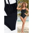 thumbnail image 4 of PPCHVOY Retro One Piece Swimsuit for Women Tummy Control Ruched Slimming Swimsuits with Adjustable Straps Vintage Front Push Up Halter Bathing Suit Modest Full Coverage Swimwear, 4 of 7