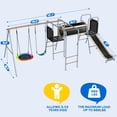 thumbnail image 3 of KloKick 5-in-1 Heavy Duty Metal Swing Set for Kids Backyard, with Slide, Monkey Bars, Saucer Swing & Tunnel, ASTM Safety Certified, Ages 3-12, 660lbs Capacity(sand), 3 of 14