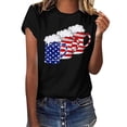 thumbnail image 2 of Pimfylm USA Flag Tee Shirt Women 4th of July Gift T Shirt Casual Short Sleeve American Flag T-Shirt Tops(Black,XXL), 2 of 5