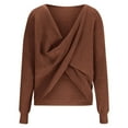 thumbnail image 5 of Fesfesfes Women's Fashion Tops Casual Fall Spring Solid Color off Shoulder Short Sleeve Pullover Knit Sweater Comfy Daily Wearing Clothes(Brown#2,S), 5 of 6