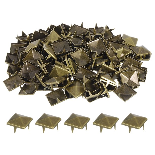 100 Piezas de Remaches de Pirámide para Ropa, Remaches Cuadrados de 12mm 4 Garras, Studs de Pirámide de Metal Bronce para Manualidades