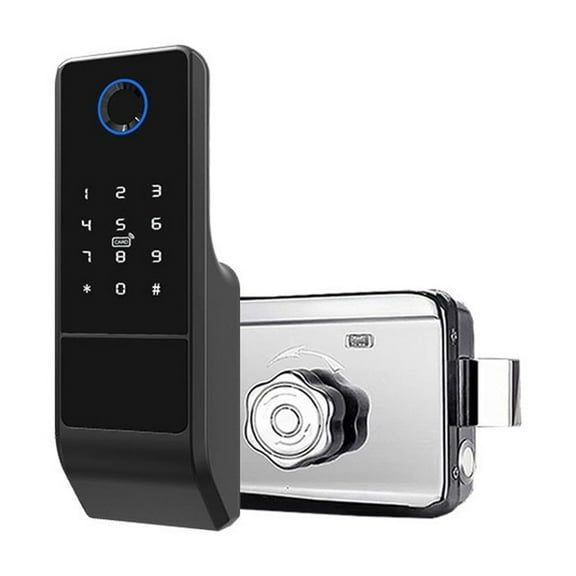 Fingerprint Gate Lock Tuya Outdoor Smart Door Lock Digital IC Card Rim Electronic Door Lock Suitable For Home Garden ,More Secure