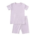 thumbnail image 2 of Fozruso Girls Pant Sets Kids Boys Girls Pajamas Set 2Pcs Unisex Toddler Short Sleeve Shirt And Shorts Set Sleepwear Pj's,12-24 Months(Purple), 2 of 5