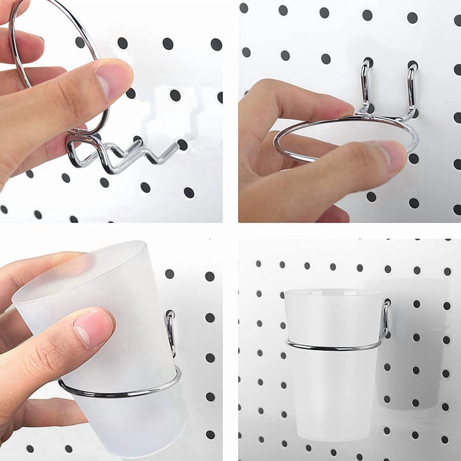 24 Sets Pegboard Bins with Rings Style Pegboard Hooks with Pegboard Cups Pegboard Cup Holder Accessories Transparent
