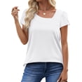 thumbnail image 3 of UVN Womens Summer Blouses Short Petal Sleeve Square Neck Ladies Button Shirts Dressy Casual Tunic Tops, 3 of 9