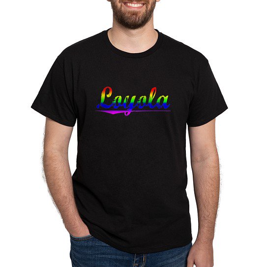 CafePress - Loyola, Rainbow, Dark T Shirt - Men's Classic Cotton T-Shirts