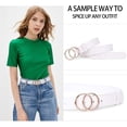 thumbnail image 4 of 2 Pack Women Leather Belts Faux Leather Jeans Belt with Double O-Ring Buckle Size up to 58 inch, 4 of 6
