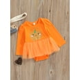 thumbnail image 3 of Qiylii Infant Girls Halloween Romper Dresses, Orange Pumpkin and Letters Print Long Sleeve Romper Tutu Skirt,0-18M, 3 of 8