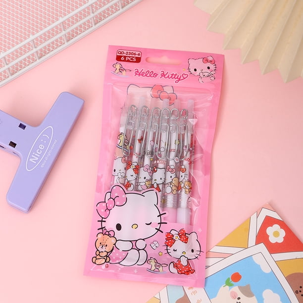 Bolígrafo de Gel Sanrio Kuromi Cinnamoroll, suministros de escritura para estudiantes, negro, 0,5mm, melodía Pochacco, papelería, regalo de cumpleaños