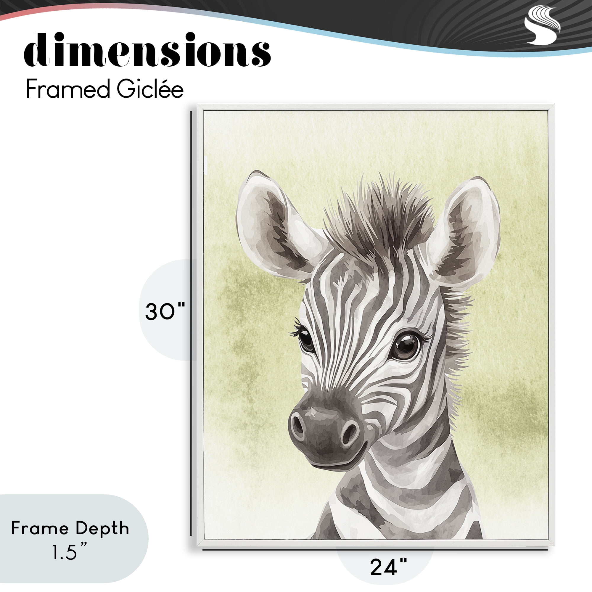 Stupell Industries Jungle Friends Baby Zebra White Framed Giclee Art, design by Christine Simpson Art