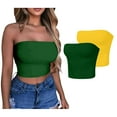 thumbnail image 5 of Lovskoo Womens 2 Pack Tube Tops Crop Tops Going Out Strapless Basic Backless Bandeau Bra Summer Outfits 2024 Y2K Clothes Green + Yellow, 5 of 5