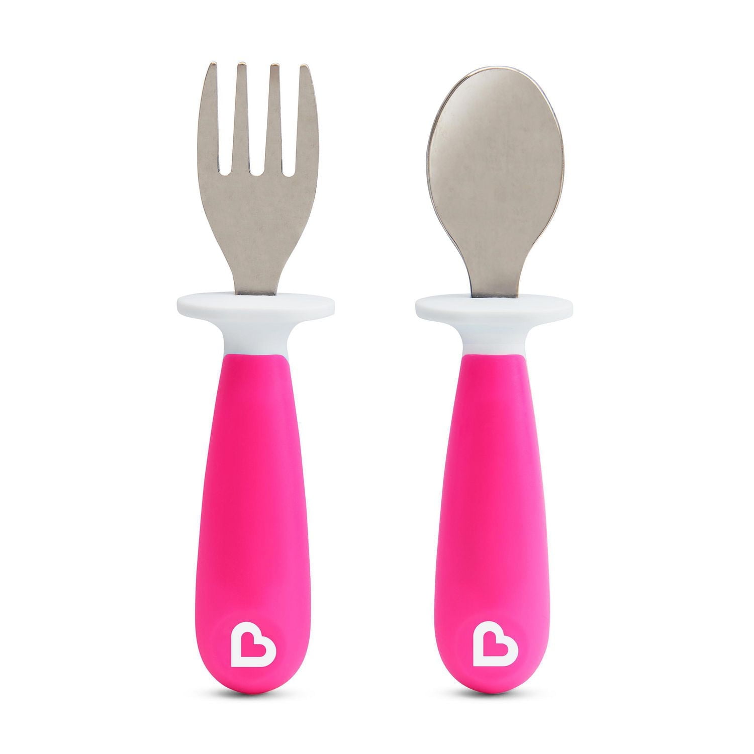 Munchkin Raise™ Toddler Fork & Spoon Set, Pink, Utensil Set