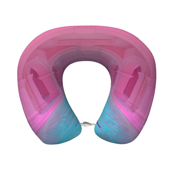 Easygdp Pink Shark Pool Fantasy Travel Pillow Memory Foam, Head Neck Support Airplane Pillow for Traveling, Car, Home, Travel Neck Flight Pillow
