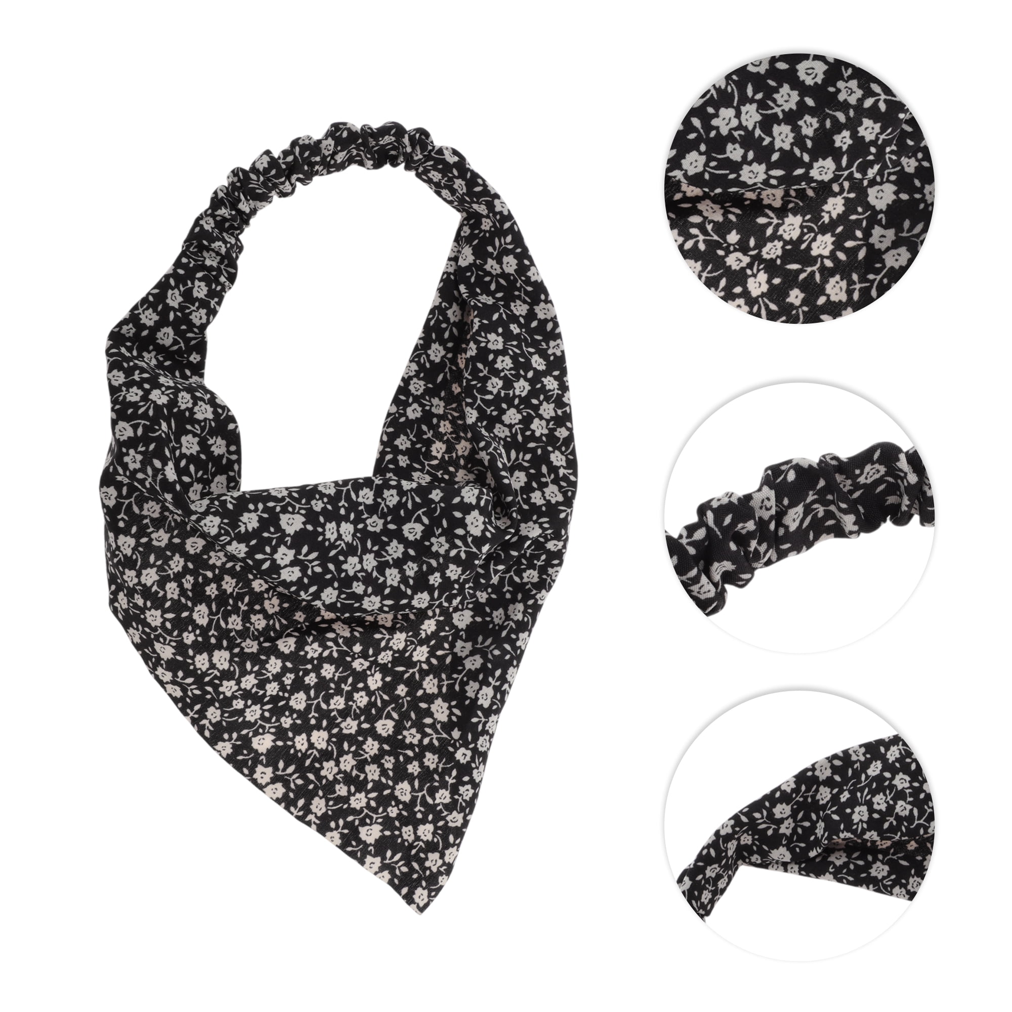 Unique Bargains 1pc Stylish and Comfortable Grace Floral Headwrap Black