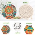 thumbnail image 4 of Haosy Set of 6 Drink Woven Coaster with Holder Heat Resistant Non-Slip Bar Coasters 4 Inches Colorful Bohemian Geometry, 4 of 7