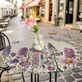 thumbnail image 4 of Purple Flowers Fitted Tablecloth with Elastic Edged, Round Table Cloth for Dining Table, Spring Butterflies Lavender Daisy Beige Waterproof Oil Proof Table Cover for Indoor Outdoor 45"-54", 4 of 8