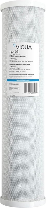 VIQUA C2-02 Genuine OEM Coconut Shell Carbon Block Water Filter 10 Micron, 20 x 4.5 Inch, Reduces Chlorine Taste & Odor Fits IHS12-D4, IHS22-D4, IHS22-E4 & Most 20x4.5" Housings