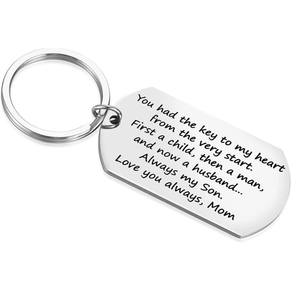 Son Wedding Keychain From Mom - To My Son On His Wedding Day Keyring - Mother to Groom Keepsake Gift